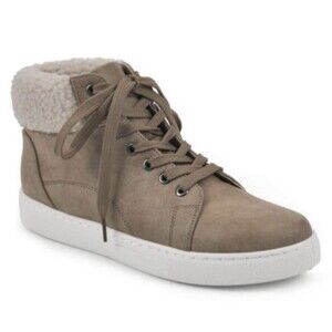 New Sonoma Women's Tan Faux-Fur High Top Sneakers, Size 7